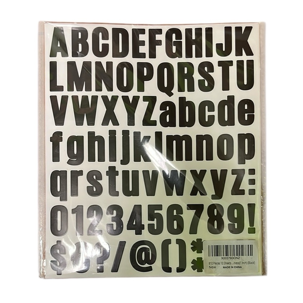 NWT 1” Black Letters & Numbers Stickers